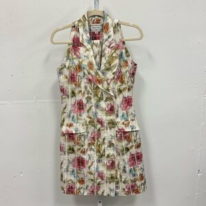 Annelore  Double Breasted Abstract Print Sleeveless Blazer Shift Mini Dress Sz10